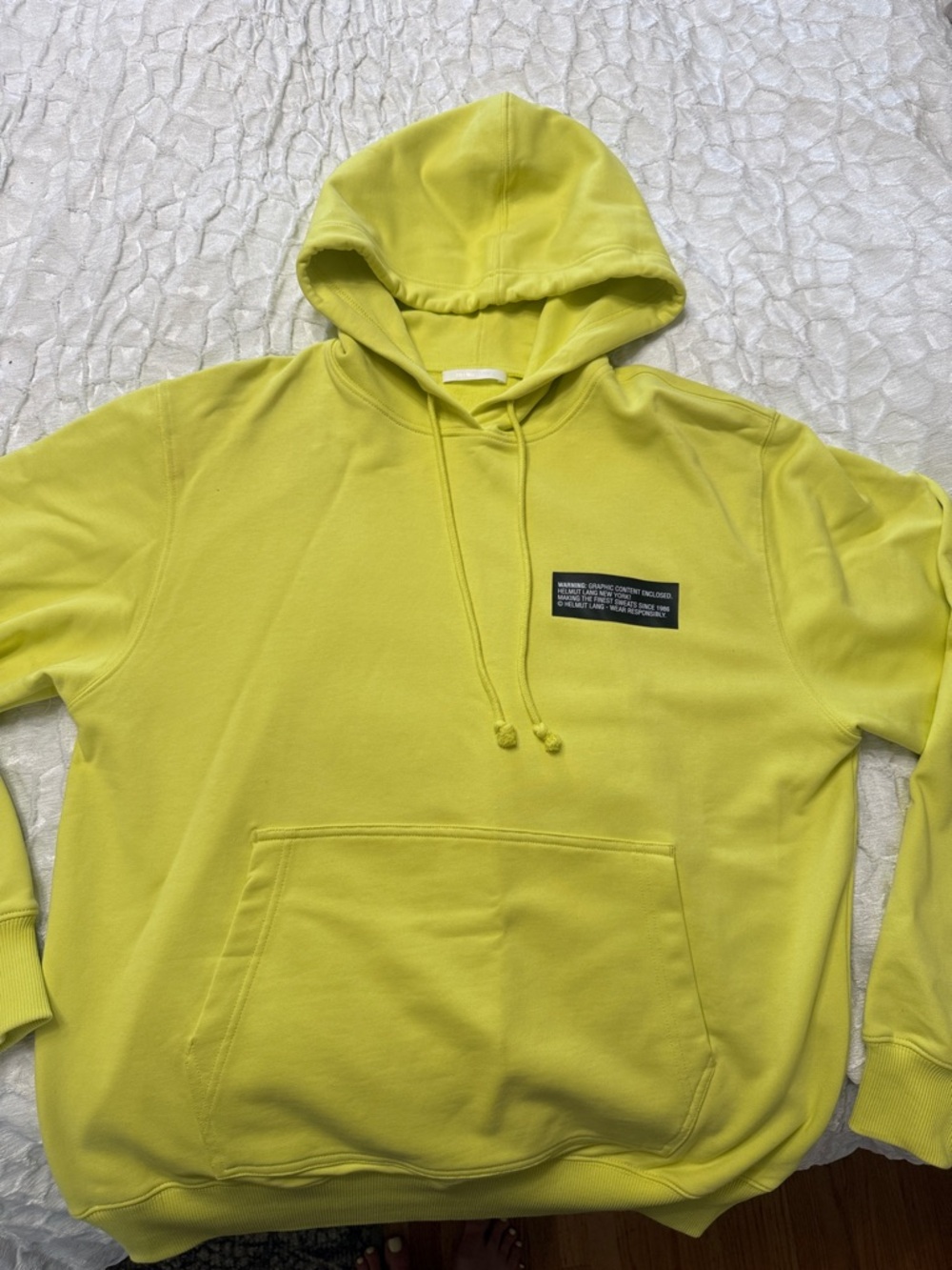 Helmut Lang Neon Yellow Pullover Hoodie